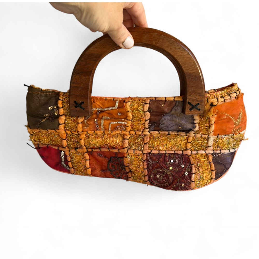 Boho Embroidered Tapestry Patchwork Purse Sequin
